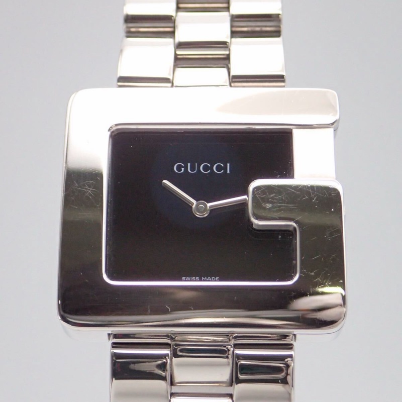 真品Gucci 古馳 G-Class 3600M （大款）石英黑色錶盤方形 G 字錶盤中性腕錶-16