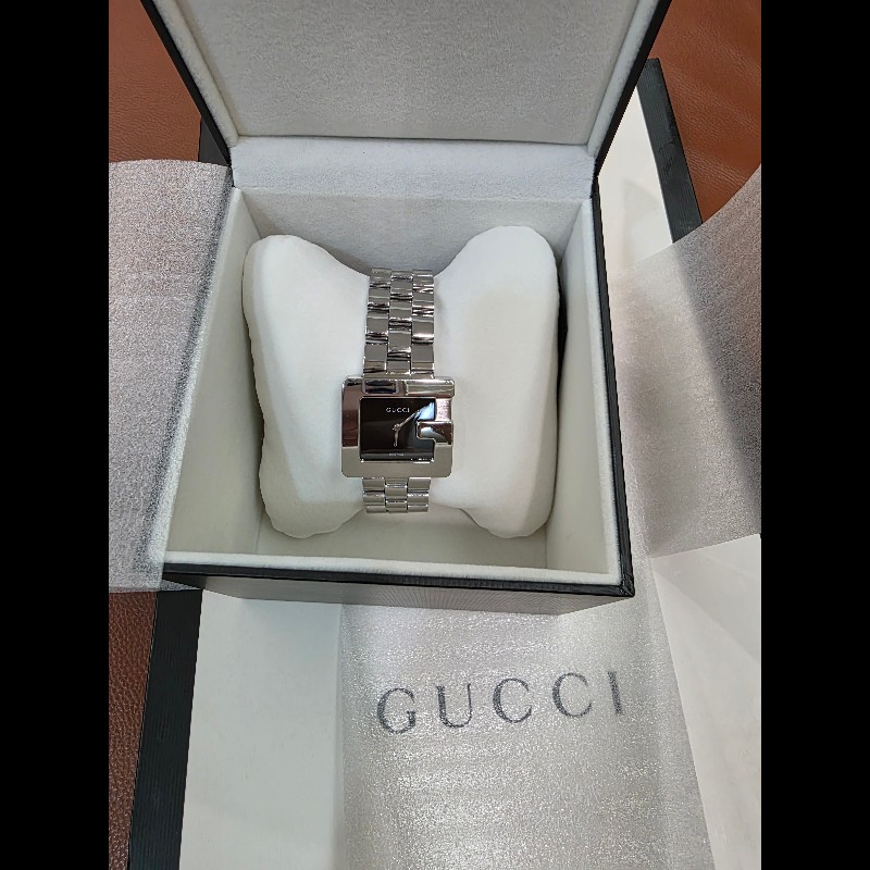 真品Gucci 古馳 G-Class 3600M （大款）石英黑色錶盤方形 G 字錶盤中性腕錶-24