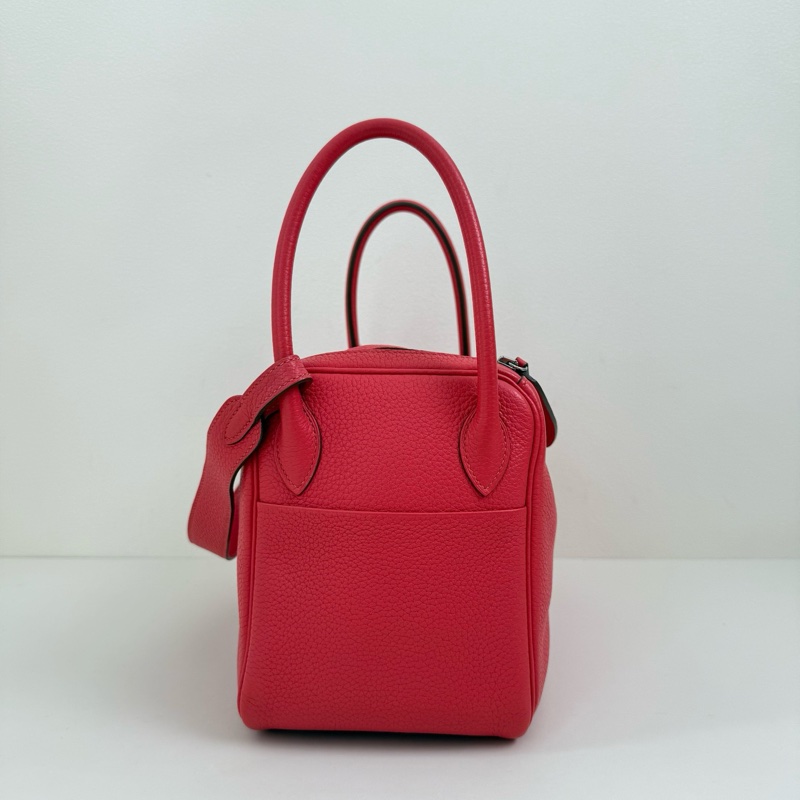 HERMES/愛馬仕 Lindy26極致粉 牛皮單肩包 銀扣-2