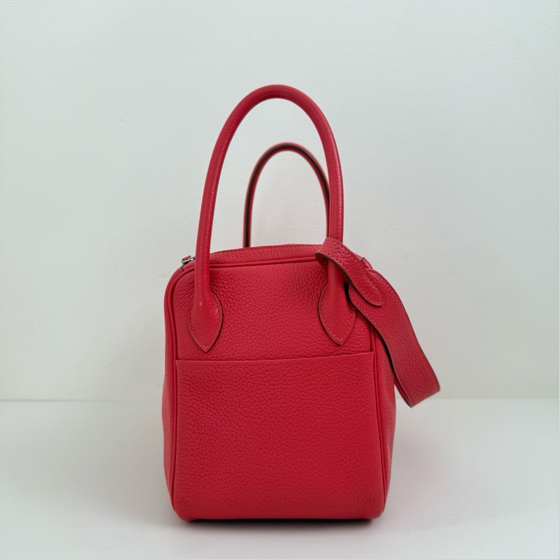 HERMES/愛馬仕 Lindy26極致粉 牛皮單肩包 銀扣-3