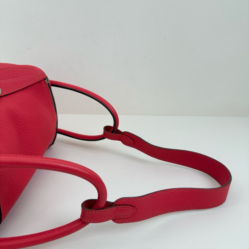 HERMES/愛馬仕 Lindy26極致粉 牛皮單肩包 銀扣-5