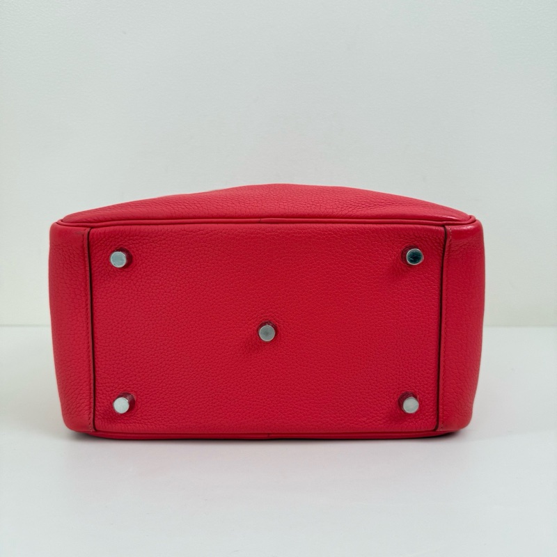 HERMES/愛馬仕 Lindy26極致粉 牛皮單肩包 銀扣-6