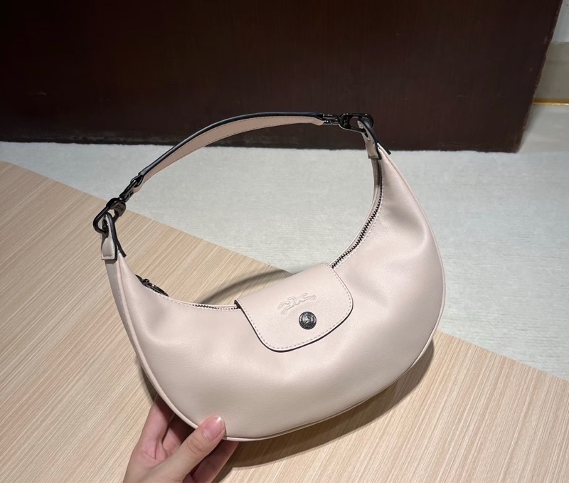 LONGCHAMP LE PLIAGE XTRA系列牛皮半月手提包(藕粉）-0