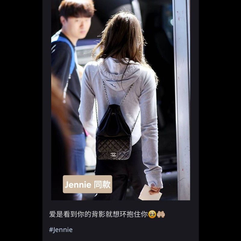 CHANEL 香奈兒 黑色羊皮金扣抽繩後背包 🈶台灣購證正本-1