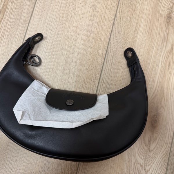 LONGCHAMP LE PLIAGE XTRA系列牛皮半月手提包(黑)-5