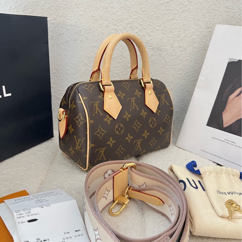 LV 路易威登 speedy20奶茶色🉑調節肩帶-1