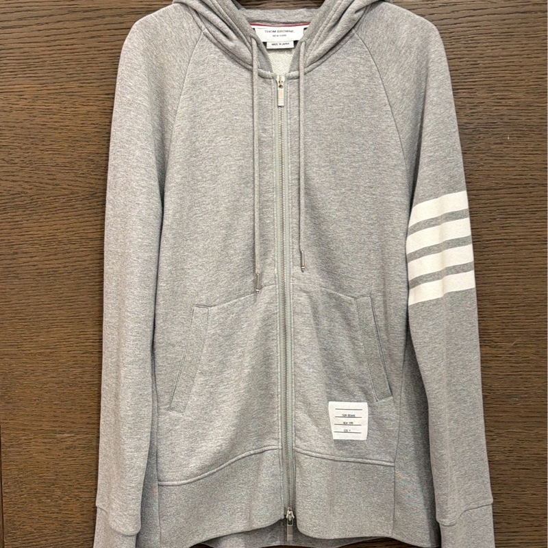 TB經典四線灰色連帽外套-0