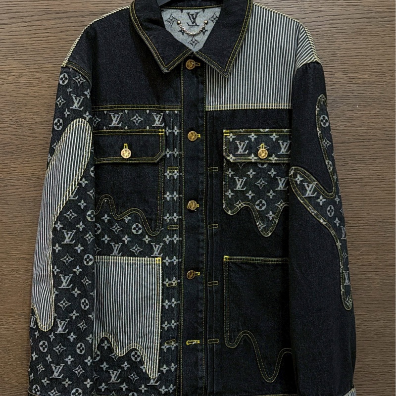 LV Nigo2.0黑拼接牛仔外套-0