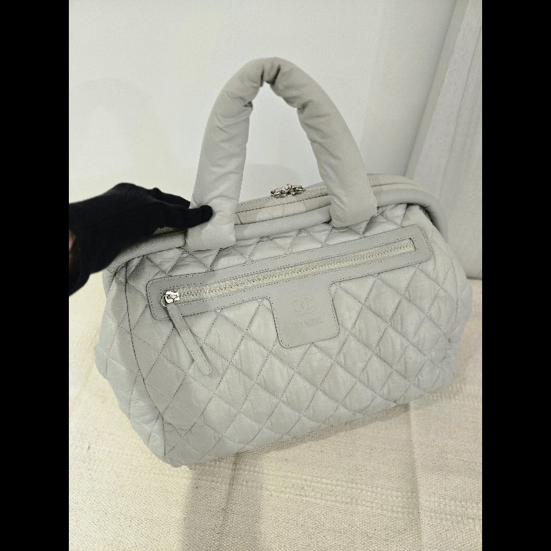 Chanel 香奈兒 極美灰銀色 Coco Cocoon 尼龍醫生包  肩背包 手提包-0