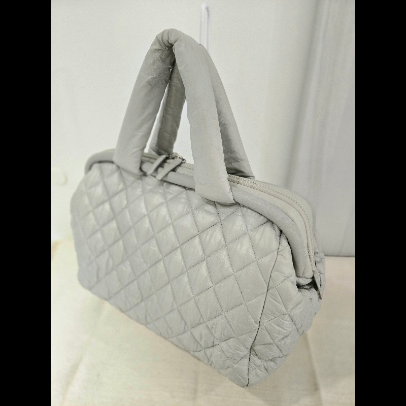 Chanel 香奈兒 極美灰銀色 Coco Cocoon 尼龍醫生包  肩背包 手提包-5