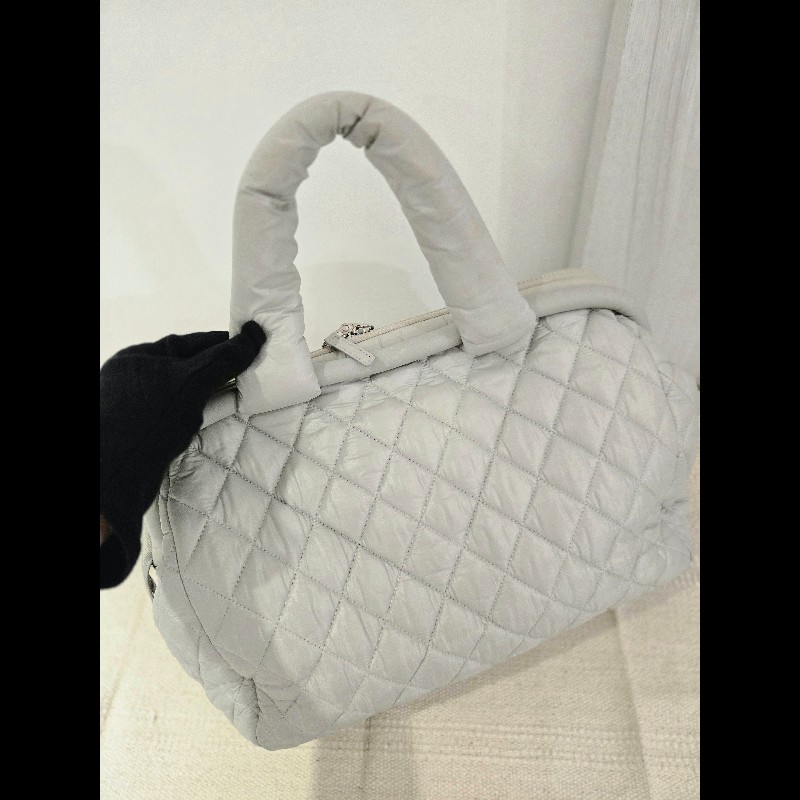 Chanel 香奈兒 極美灰銀色 Coco Cocoon 尼龍醫生包  肩背包 手提包-6