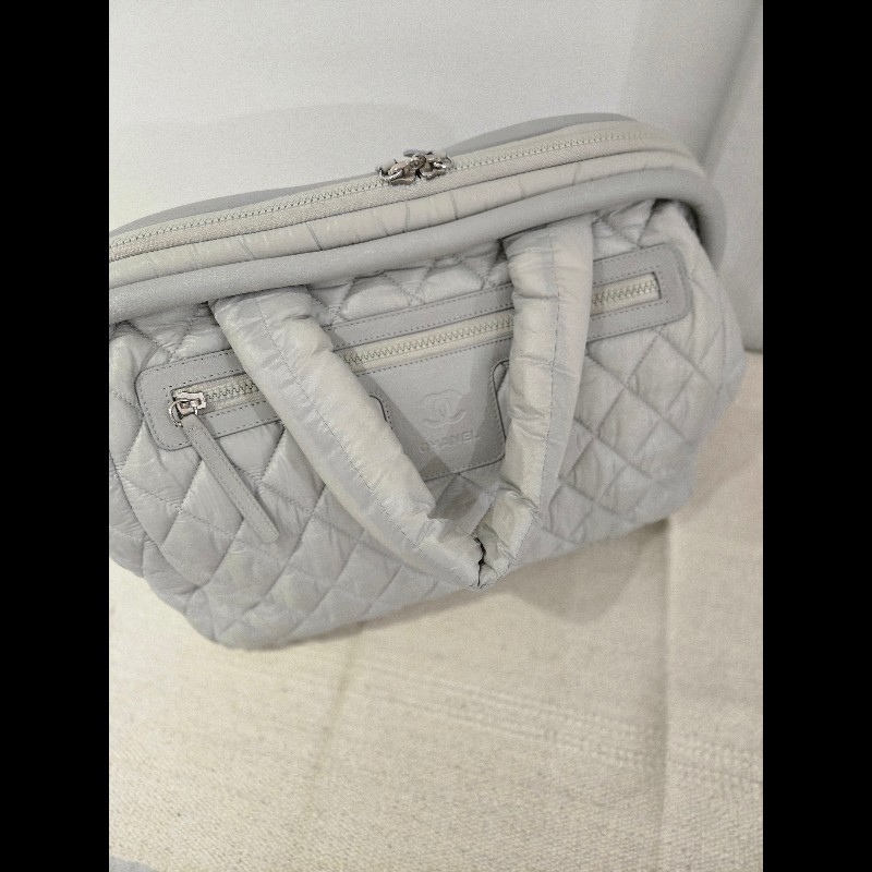 Chanel 香奈兒 極美灰銀色 Coco Cocoon 尼龍醫生包  肩背包 手提包-9