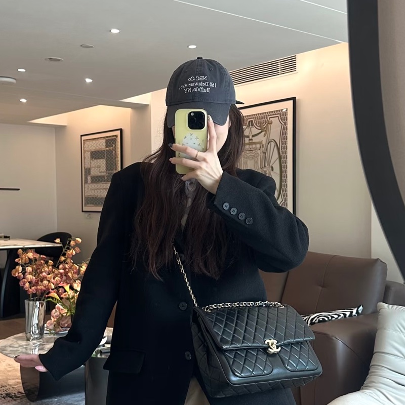 CHANEL 黑金油臘雙口袋季節限定CF 晶片款全新💚-5