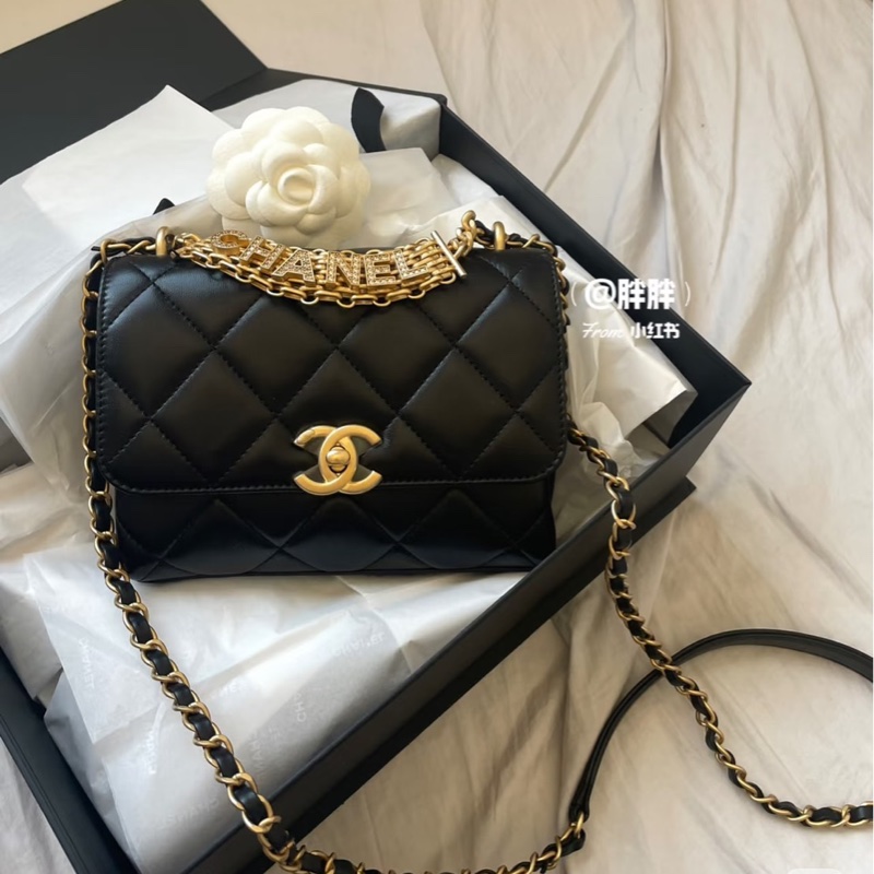 全新全配❤️晶片❤️ 香奈兒 #22s黑金 #字母水鑽 鏈條口蓋 #CF #mini-0