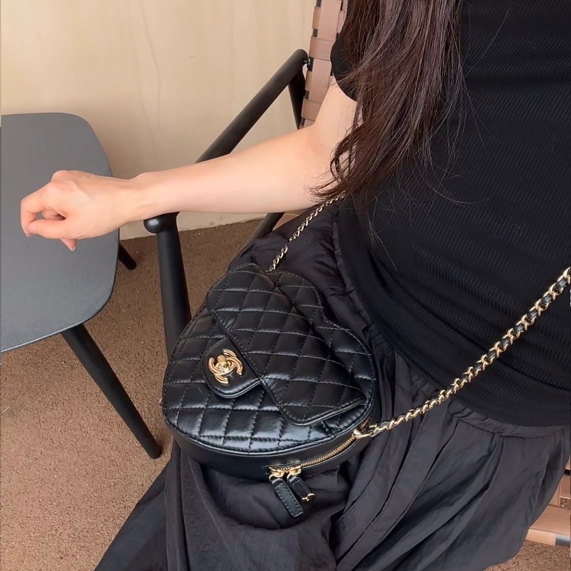 全新全配❤️晶片❤️ 香奈兒 #黑金 #愛心包 #大號 #大愛心-0