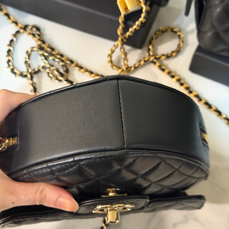 全新全配❤️晶片❤️ 香奈兒 #黑金 #愛心包 #大號 #大愛心-11