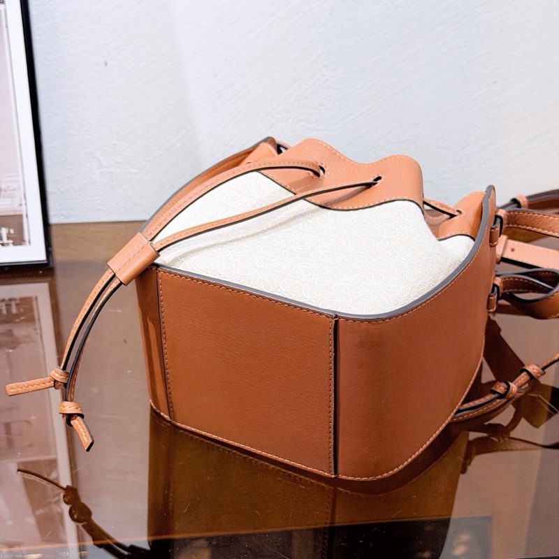 Loewe/羅意威 吊床Hammock棕色/焦糖牛皮拼老花 Mini 迷你斜挎手提包-5