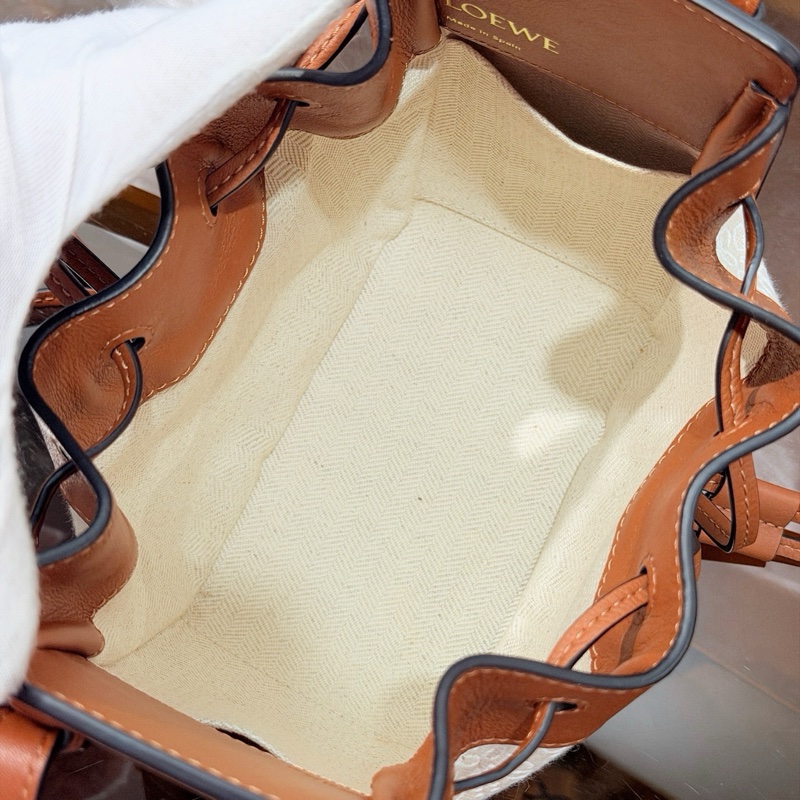 Loewe/羅意威 吊床Hammock棕色/焦糖牛皮拼老花 Mini 迷你斜挎手提包-8