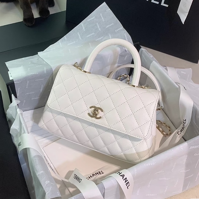 全新全配❤️晶片❤️ 香奈兒 #白金 #cocohandle #荔枝皮 #小號-0