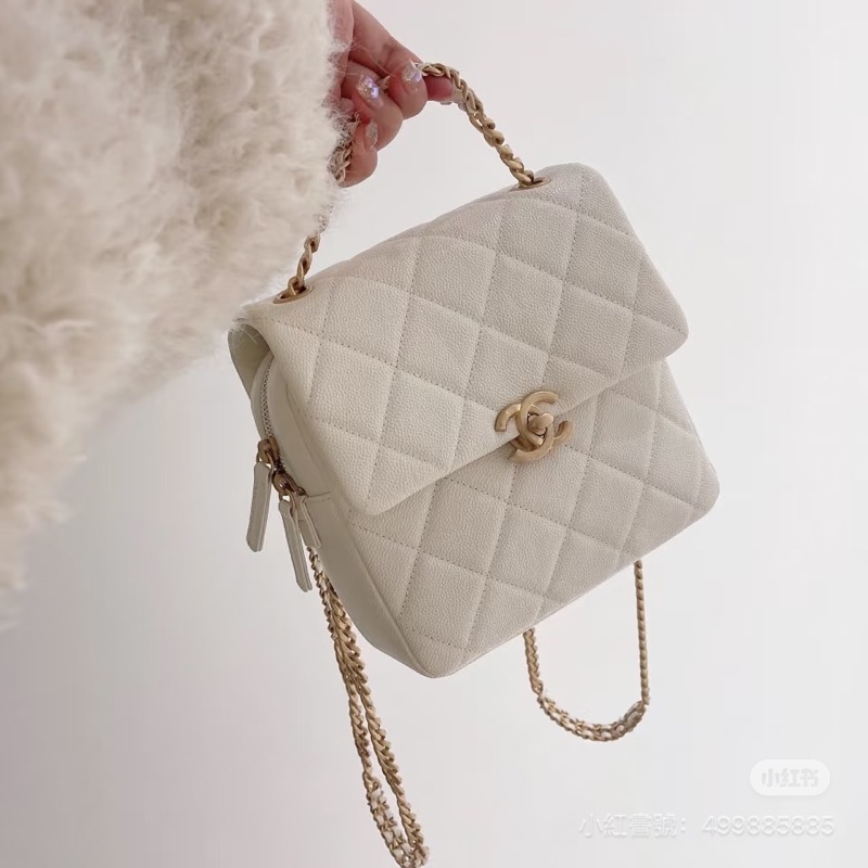 99新全配❤️ 香奈兒 #白金 #雙肩包 #荔枝皮 #豆腐包-0