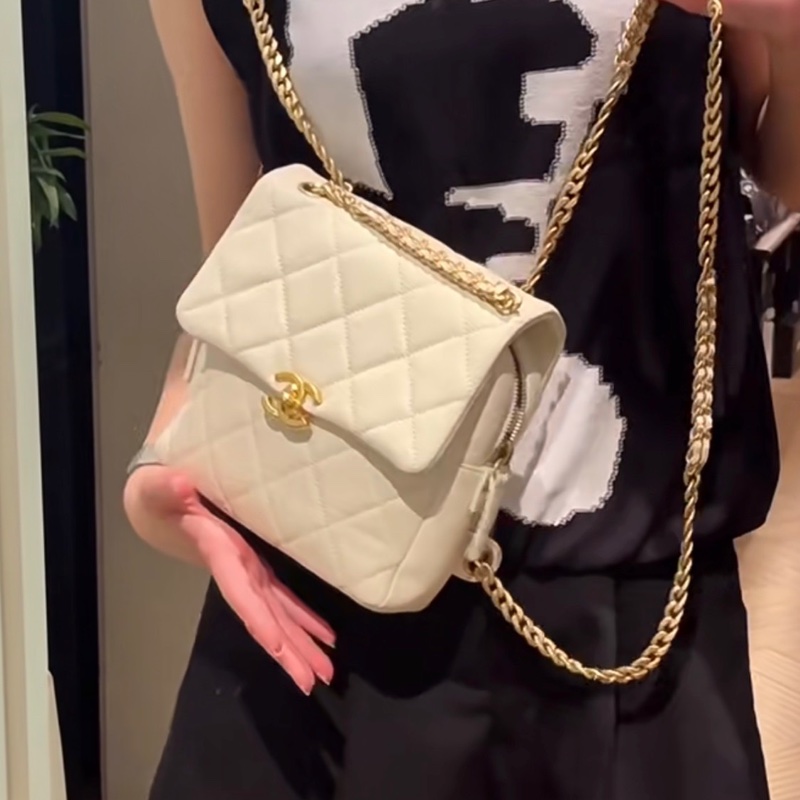 99新全配❤️ 香奈兒 #白金 #雙肩包 #荔枝皮 #豆腐包-1