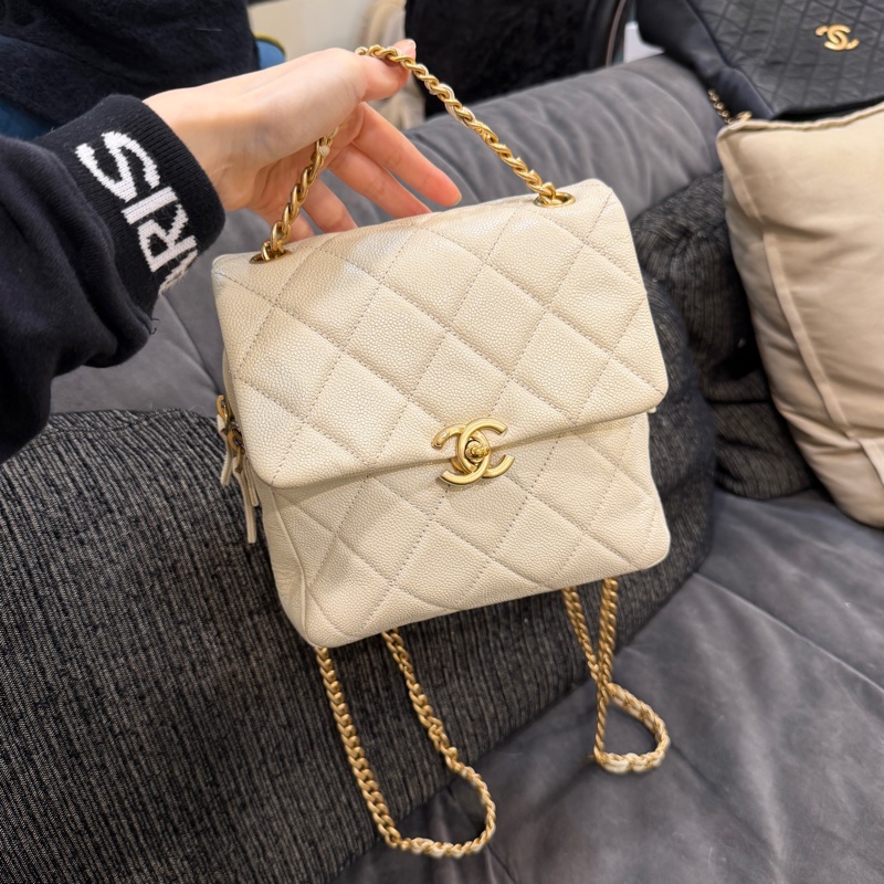 99新全配❤️ 香奈兒 #白金 #雙肩包 #荔枝皮 #豆腐包-4