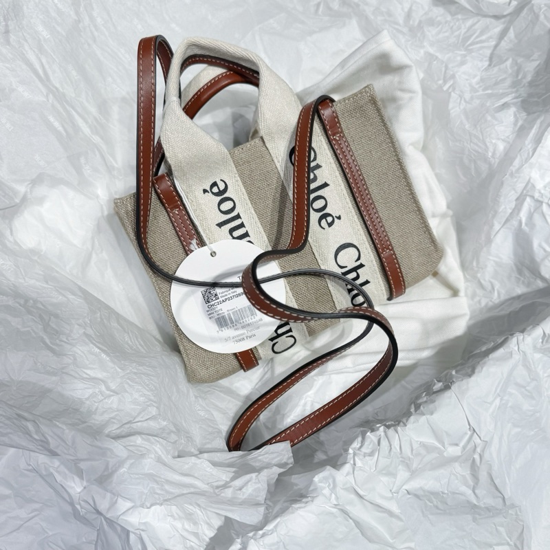 Chloe 蔻依 閒置未使用 Woody Logo 帆布-0