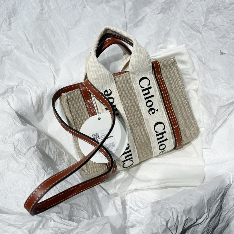 Chloe 蔻依 閒置未使用 Woody Logo 帆布-3