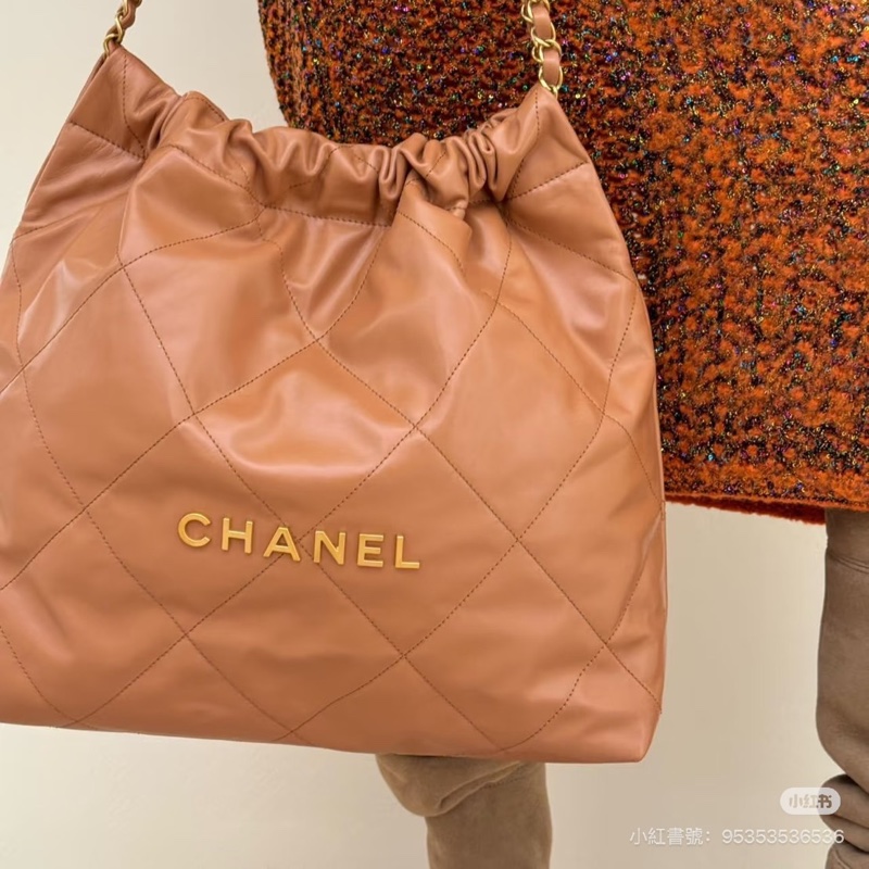 全新全配❤️晶片❤️ 香奈兒 #22bag #中號 #奶茶色 #金釦-3