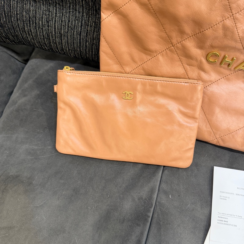 全新全配❤️晶片❤️ 香奈兒 #22bag #中號 #奶茶色 #金釦-6