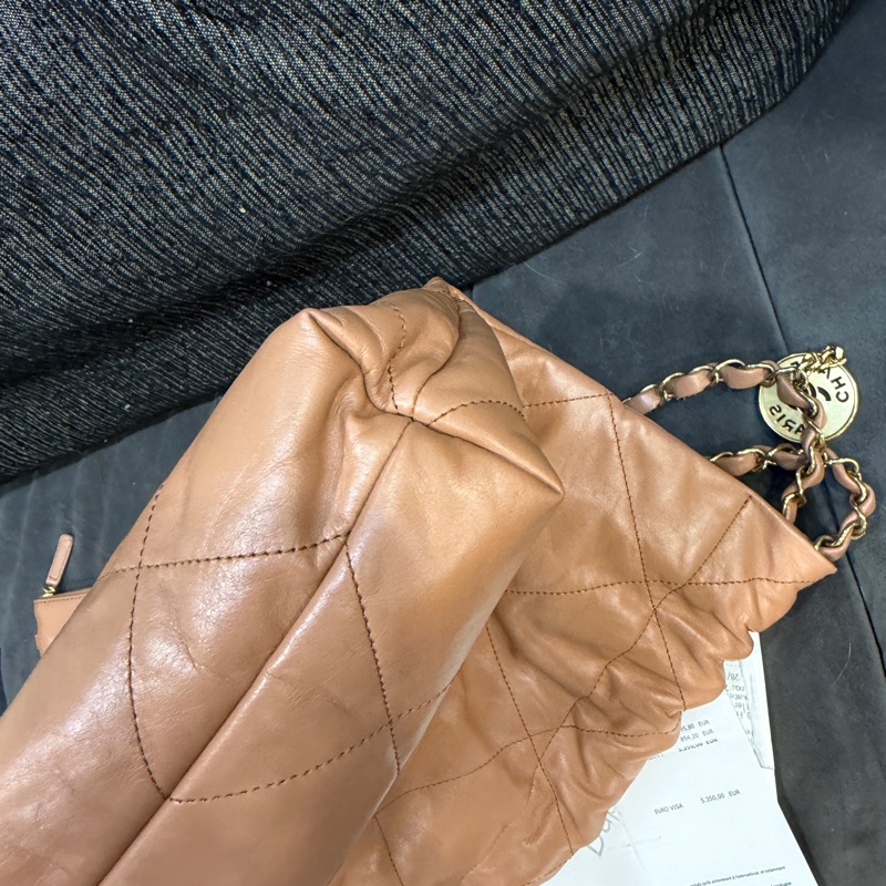 全新全配❤️晶片❤️ 香奈兒 #22bag #中號 #奶茶色 #金釦-10