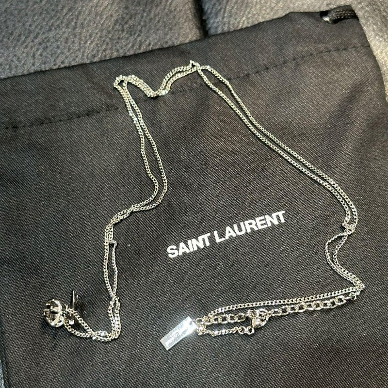 💎Han's house精品服飾💎SAINT LAURENT 聖羅蘭 YSL 金屬 項鏈 義大利製 現貨 原價14000-5