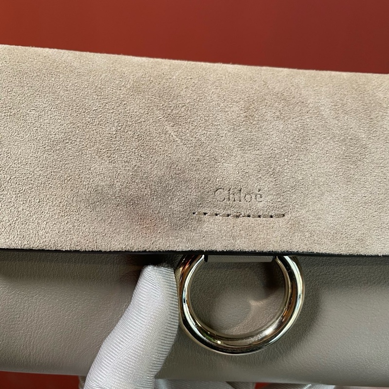 Chloe蔻依 faye大象灰麂皮圓環包迷你✨-18
