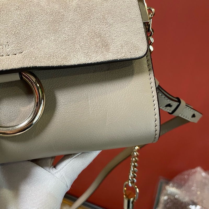 Chloe蔻依 faye大象灰麂皮圓環包迷你✨-24