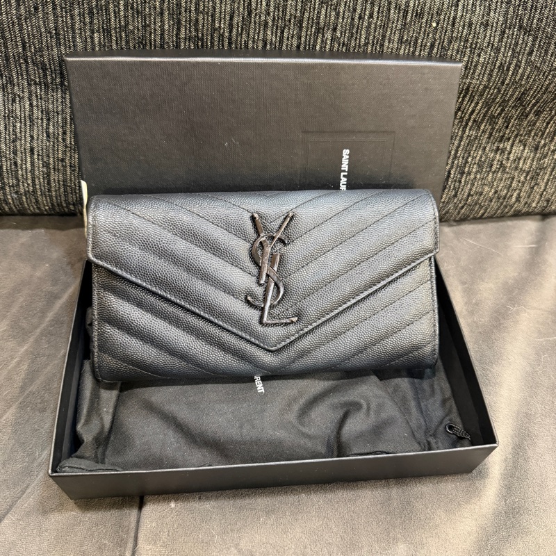 全新全配❤️ ysl #soblack #全黑 #荔枝皮 #長夾-0