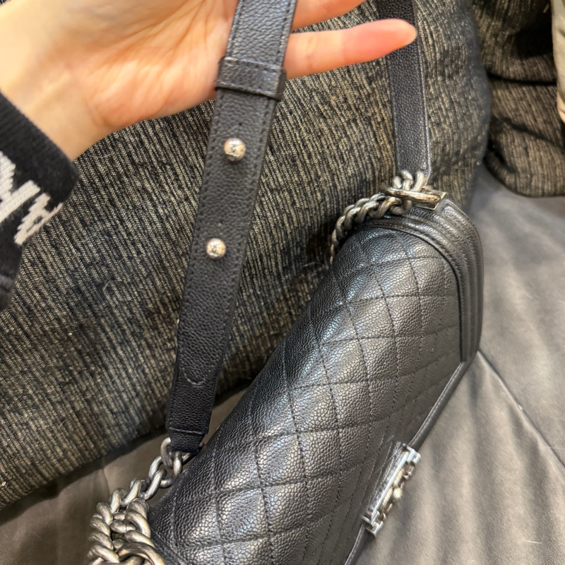 99新全配❤️香奈兒 #黑銀 #leboy25 #荔枝皮 #boy中號-5