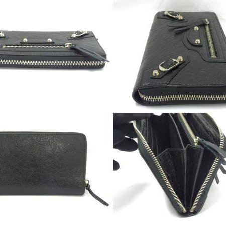 💎Han's house精品服飾💎 Balenciaga 巴黎世家 金釦 羊皮 拉鍊 機車 長夾-1