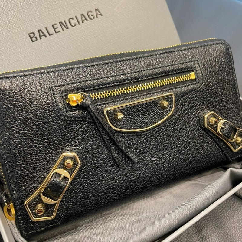 💎Han's house精品服飾💎 Balenciaga 巴黎世家 金釦 羊皮 拉鍊 機車 長夾-6