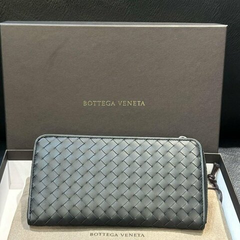💎Han's house精品服飾💎BOTTEGA VENETA BV 編織 真皮 長夾 皮夾 義大利製 黑