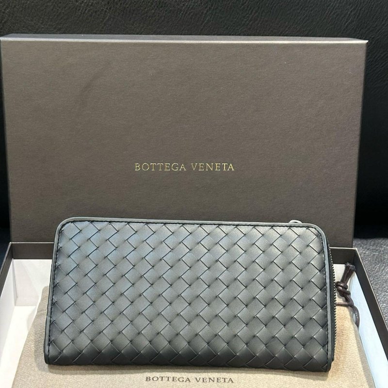 💎Han's house精品服飾💎BOTTEGA VENETA BV 編織 真皮 長夾 皮夾 義大利製 黑-0