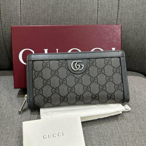 💎Han's house精品服飾💎Gucci Ophidia GG 拉鍊款 長夾 復古款 灰色706844 現貨 原價23300