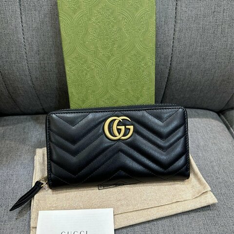 💎Han's house精品服飾💎GUCCI GG MARMONT 皮革 拉鍊 長夾 443123