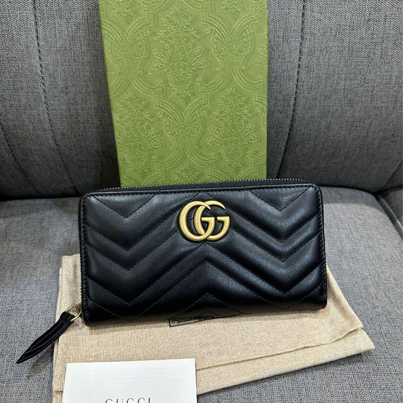 💎Han's house精品服飾💎GUCCI GG MARMONT 皮革 拉鍊 長夾 443123-0