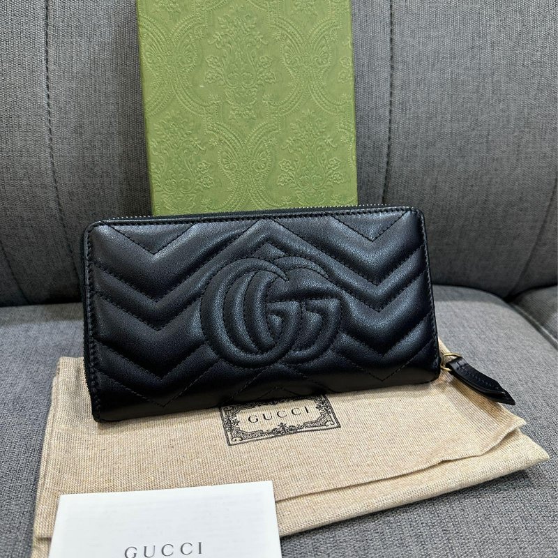 💎Han's house精品服飾💎GUCCI GG MARMONT 皮革 拉鍊 長夾 443123-2
