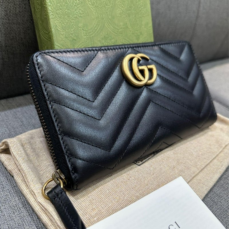 💎Han's house精品服飾💎GUCCI GG MARMONT 皮革 拉鍊 長夾 443123-3