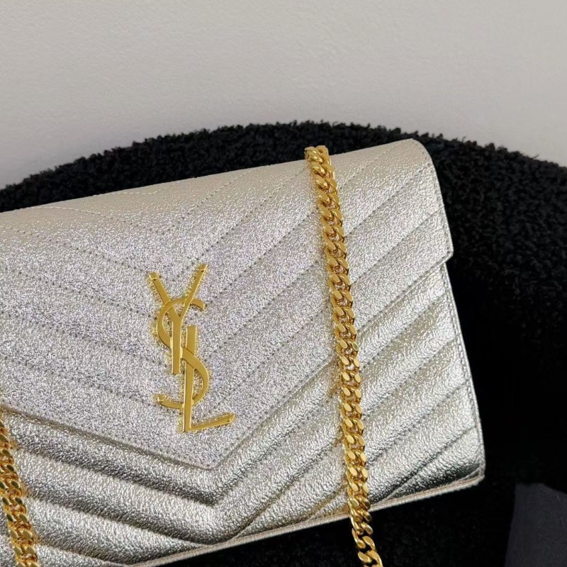 YSL Monogramme 信封包 V紋 牛皮  香檳金22.5*15*4cm 99新配件塵袋-2