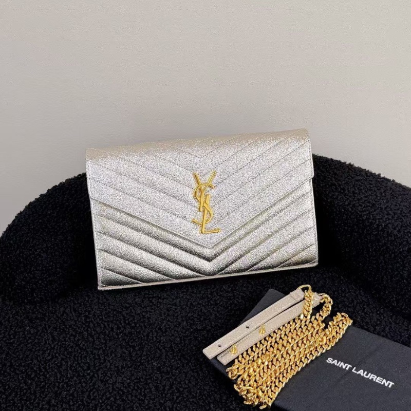 YSL Monogramme 信封包 V紋 牛皮  香檳金22.5*15*4cm 99新配件塵袋-5