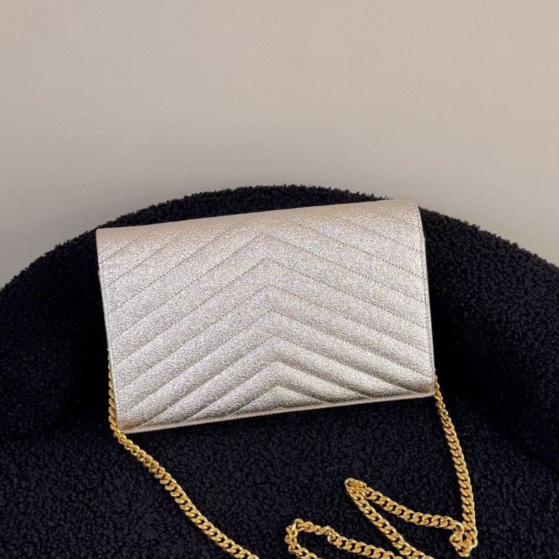 YSL Monogramme 信封包 V紋 牛皮  香檳金22.5*15*4cm 99新配件塵袋-6