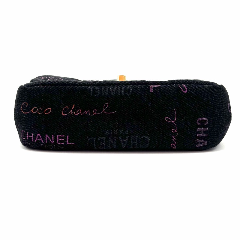 CHANEL CF黑色牛仔丹寧 塗鴉肩背斜背包21*13*7 98新配件塵袋-4
