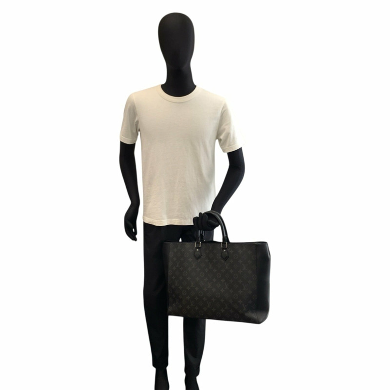 路易威登 (LOUIS VUITTON) Monogram Eclipse Grand Sac 黑色皮革商務手提包 M44733-5